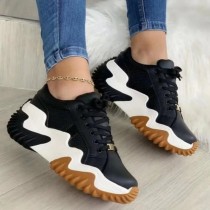 Black Casual Sportswear Daily Patchwork Contrast Round Keep Warm Comfortable Shoes