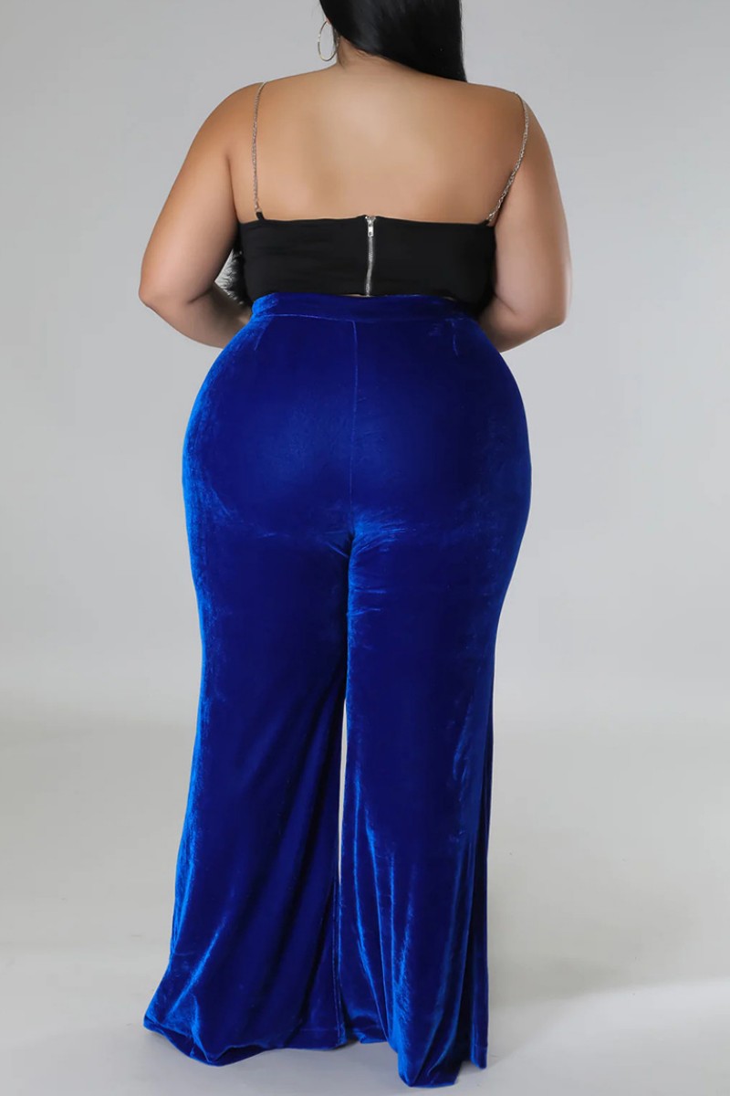 Plus Size Contrast Bow Patchwork Trousers