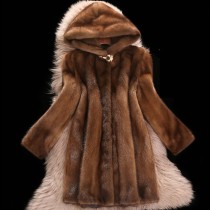 Dark Brown Casual Solid Patchwork Hooded Collar Outerwear