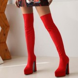 Rose Red Casual Patchwork Solid Color Pointed Shoes (Heel Height 5.51in)