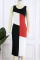 Black Red Casual Print Patchwork U Neck Straight Dresses