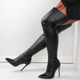 Black Casual Patchwork Solid Color Pointed Keep Warm Comfortable Shoes (Heel Height 4.33in)
