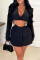 Black Sexy Solid Hot Drilling Chains Turndown Collar Pencil Skirt Dresses