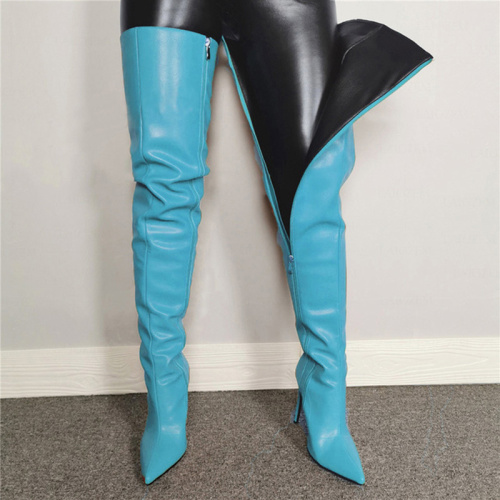 Blue Casual Patchwork Solid Color Pointed Keep Warm Comfortable Out Door Shoes (Heel Height 4.72in)