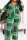 Green Casual Plaid Print Patchwork Buckle Turndown Collar Plus Size Two Pieces