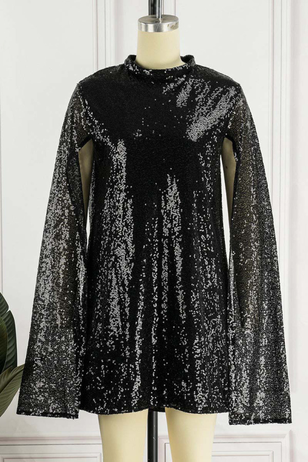Elegant Solid Sequins Half A Turtleneck Tops(4 Colors)