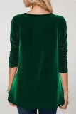 Green Casual Patchwork Sequins O Neck Tops
