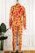 Red Casual Print Patchwork Turtleneck Skinny Jumpsuits (Without Waist Chain)