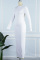 White Casual Solid Backless Turtleneck Long Sleeve Dresses