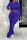 Tibetan Blue Casual Sportswear Solid Patchwork Fold O Neck Long Sleeve Two Pieces