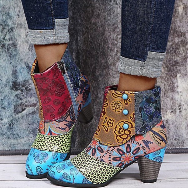 Yellow Casual Patchwork Printing Pointed Out Door Shoes (Heel Height 2.76in)