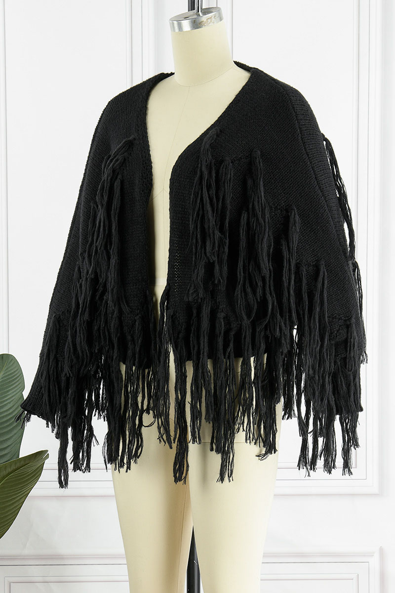 Casual Street Solid Tassel Cardigan Collar Outerwear