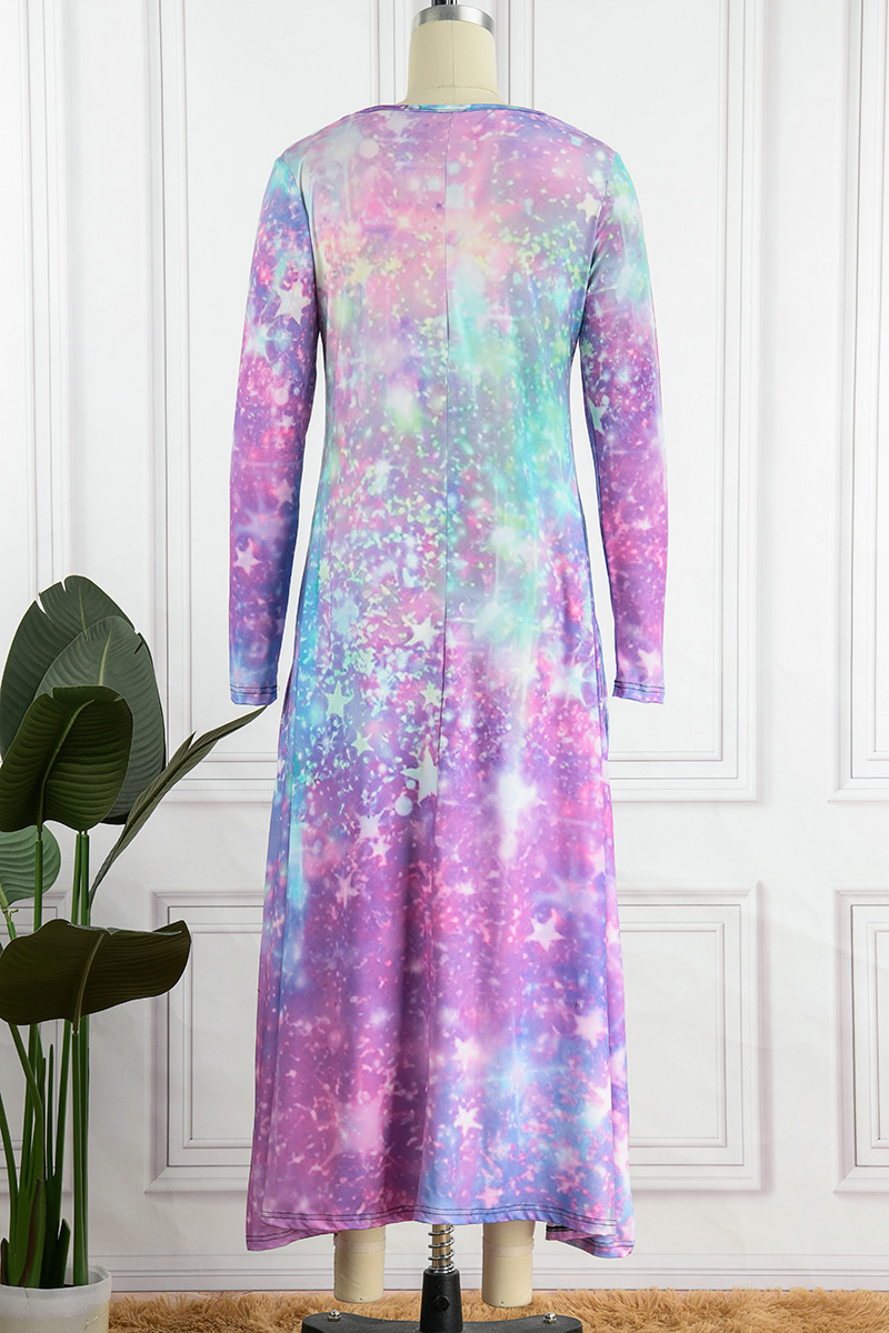 Multi Colored Neck Print Dress