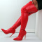 Red Casual Patchwork Solid Color Pointed Keep Warm Comfortable Shoes (Heel Height 4.33in)