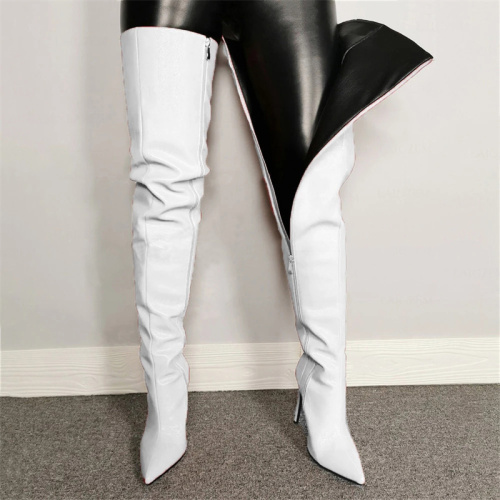 White Casual Patchwork Solid Color Pointed Keep Warm Comfortable Out Door Shoes (Heel Height 4.72in)