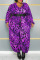 Purple Sexy Street Print Leopard Patchwork Without Belt V Neck Plus Size Jumpsuits(Without Belt)