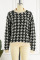 Black Casual Patchwork O Neck Tops