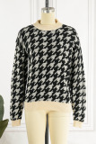 Black Gray Casual Patchwork O Neck Tops