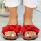 Red Casual Patchwork With Bow Round Comfortable Shoes