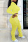 Yellow Casual Print Patchwork Fold O Neck Long Sleeve Two Pieces