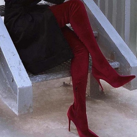 Red Casual Patchwork Solid Color Pointed Keep Warm Comfortable Shoes (Heel Height 4.72in)