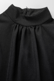 Black Street Solid Flounce Half A Turtleneck Pencil Skirt Dresses