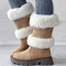Apricot Casual Patchwork Contrast Round Keep Warm Comfortable Out Door Shoes