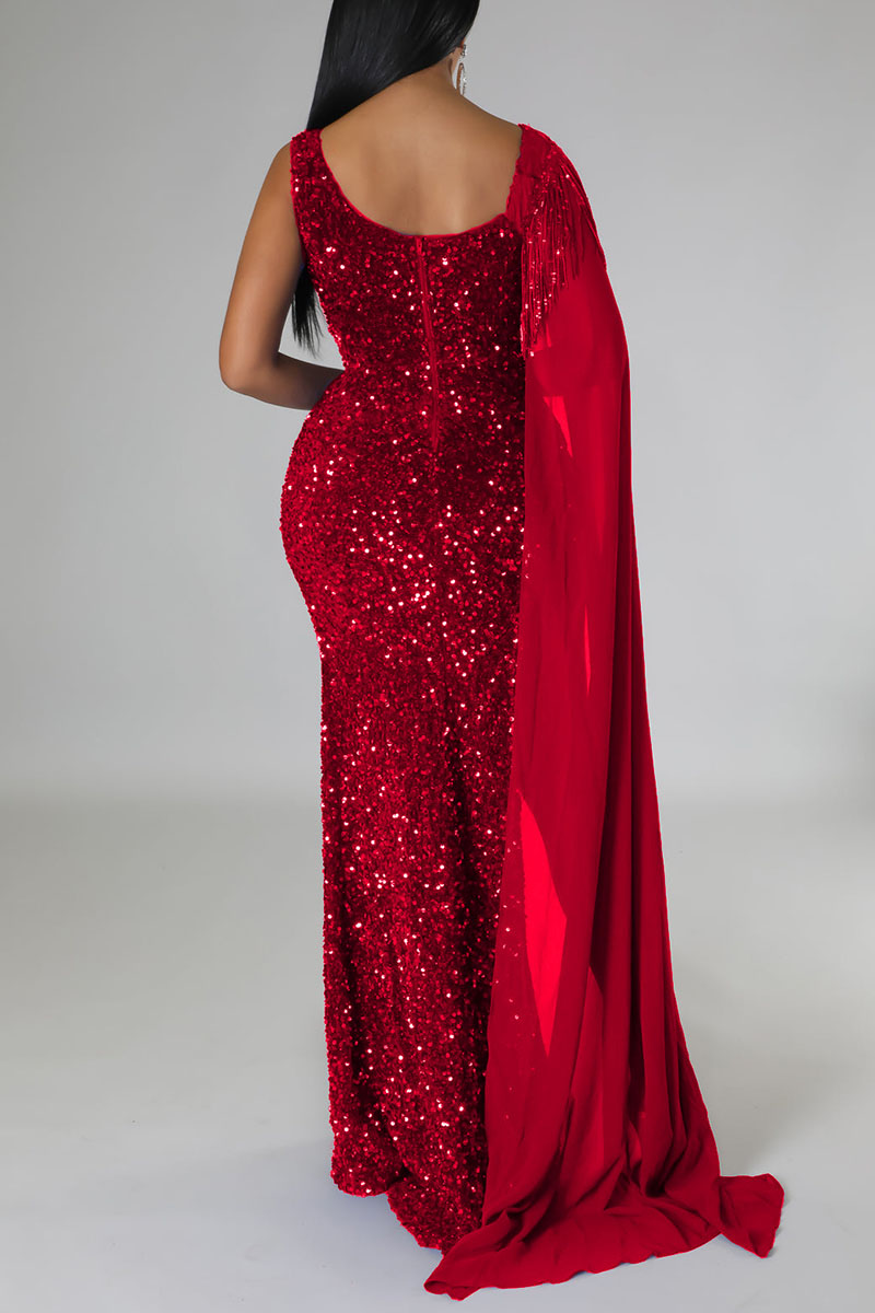 Sexy Retro Tassel Stitching Sequ Dress Evening Dress main image 1
