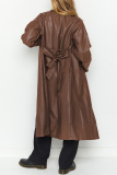 Brown Elegant College Solid Solid Color Turn-back Collar Outerwear