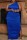 Blue Sexy Casual Plus Size Solid Backless Slit Fold Oblique Collar Sleeveless Dress