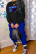 Blue Street Print Patchwork O Neck Long Sleeve Two Pieces