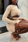 Khaki Sexy Solid Hollowed Out O Neck Long Sleeve Dresses