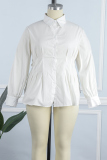 White Sexy Casual Solid Solid Color Shirt Collar Tops