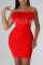 Red Sexy Solid Tassel Patchwork Feathers Spaghetti Strap Pencil Skirt Dresses