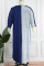 Blue Gray Casual Solid Patchwork Stringy Selvedge O Neck Straight Plus Size Dresses