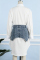 White Casual Solid Ripped Patchwork Shirt Collar Long Sleeve Two Pieces