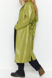 Green Elegant College Solid Solid Color Turn-back Collar Outerwear