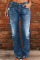 Grey Casual Street Patchwork Ripped Straight Denim Jeans