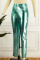Antique Brass Casual Solid Patchwork Skinny Mid Waist Conventional Solid Color Bottoms