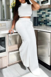 White Sexy Casual Solid Basic Half A Turtleneck Sleeveless Two Pieces