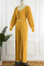 Yellow Casual Solid Patchwork Slit Zipper Square Collar Long Sleeve Two Pieces