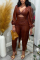 Brown Sexy Solid Hollowed Out V Neck Skinny Jumpsuits