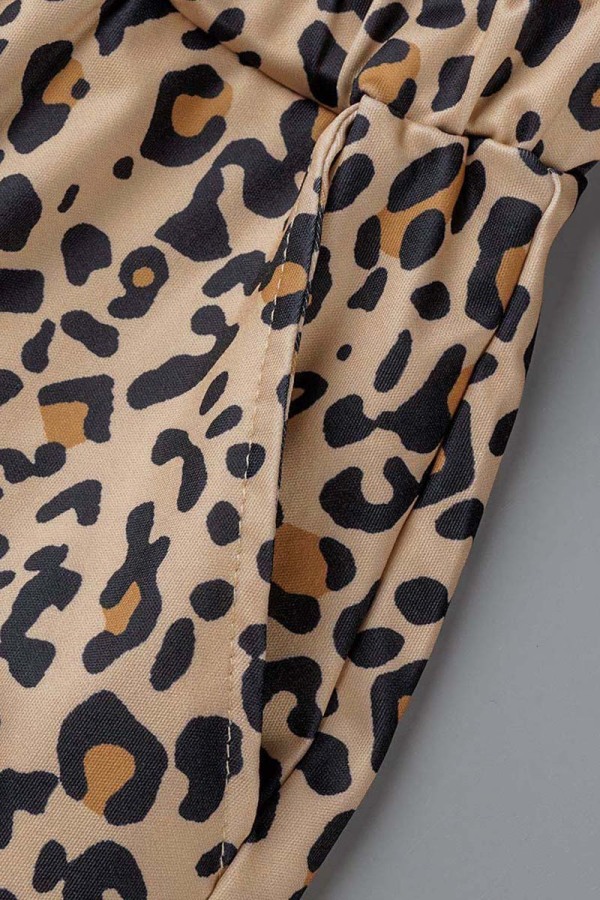 Wholesale Khaki Casual Print Patchwork Turndown Collar Long Sleeve Two ...