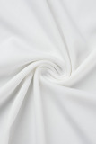 White Sexy Solid Patchwork V Neck Evening Dress Dresses