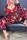 Red Casual Living Print Patchwork Zipper Collar Skinny Jumpsuits