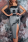 Grey Fashion Elegant Solid Patchwork Slit Evening Dress Dresses