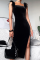 Black Fashion Elegant Solid Patchwork Slit Evening Dress Dresses