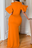 Orange Street Solid High Opening V Neck Irregular Dress Dresses
