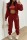 Burgundy Casual Letter Print Basic O Neck Long Sleeve Three-piece Set