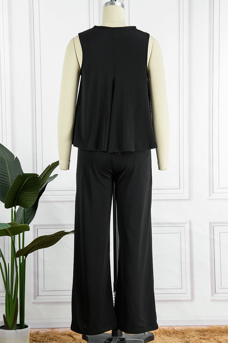 Casual Stripe Patchwork O Neck Sleeveless Two Pieces
